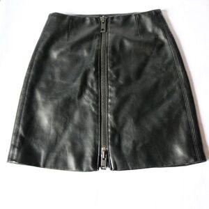 TALULA Faux Leather Mini Skirt Black Full Zip Size XXS